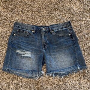 LUCKY Mid Rise Denim Blue Distressed Women Shorts
